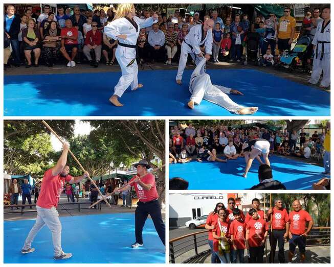 Demostraciones de lucha canaria, juego del garrote canario y artes marciales de Corea (Foto TA)