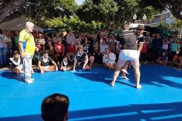Exhibición de lucha canaria, juego del garrote y artes marciales coreanas (Foto TA)