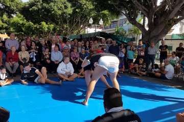 Exhibición de lucha canaria, juego del garrote y artes marciales coreanas (Foto TA)