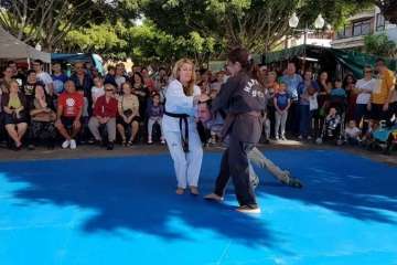 Exhibición de lucha canaria, juego del garrote y artes marciales coreanas (Foto TA)