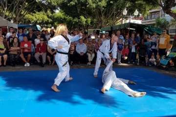 Exhibición de lucha canaria, juego del garrote y artes marciales coreanas (Foto TA)