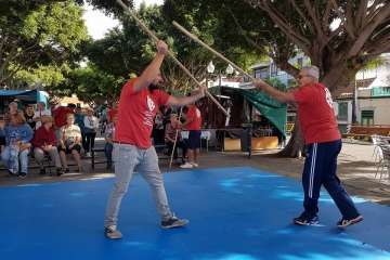 Exhibición de lucha canaria, juego del garrote y artes marciales coreanas (Foto TA)