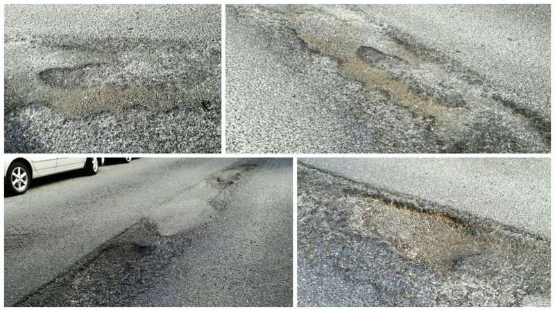 Los socavones en la calle de África, un riesgo para vehículos y conductores (Foto TA)