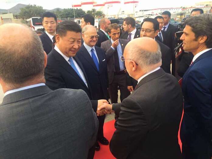 Xi Jinping, en el Aeropuerto de Gando minutos antes de partir (Foto TA)
