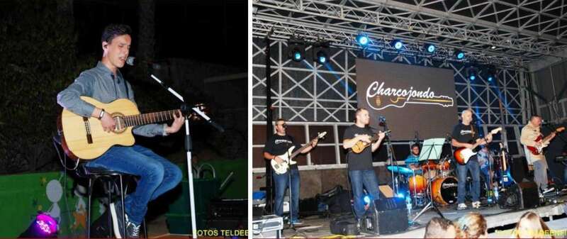 Momentos de las actuaciones de Mario Leal y de Charcojondo (Foto Teldeenfiestas)