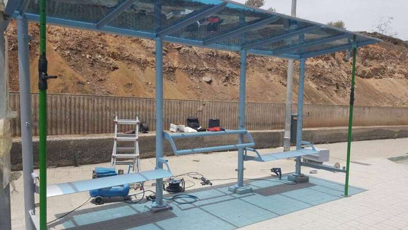 Estado de las obras de la marquesina del Valle de Jinámar, días atrás (Foto TA)