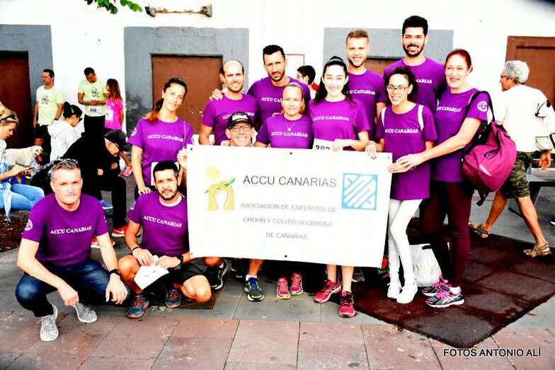 Miembros de ACCU Canarias en la prueba atlética celebrada este domingo en Telde (Foto Antonio Alí)