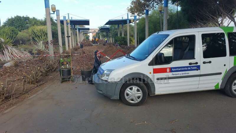 Trabajos de poda de los setos del paseo central (Foto TA)