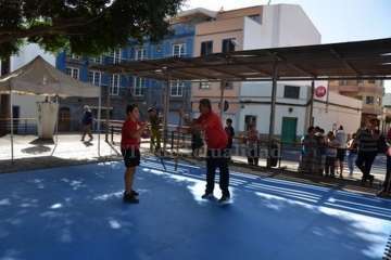 Exhibición del juego del garrote en Los Llanos de Telde (Foto TA)