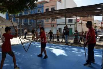 Exhibición del juego del garrote en Los Llanos de Telde (Foto TA)