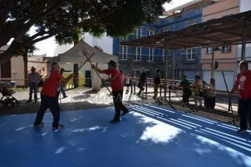 Exhibición del juego del garrote en Los Llanos de Telde (Foto TA)