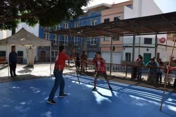 Exhibición del juego del garrote en Los Llanos de Telde (Foto TA)