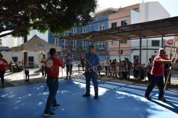 Exhibición del juego del garrote en Los Llanos de Telde (Foto TA)