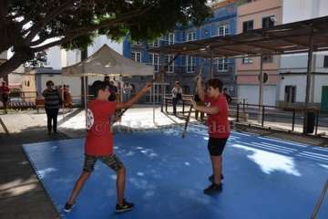 Exhibición del juego del garrote en Los Llanos de Telde (Foto TA)