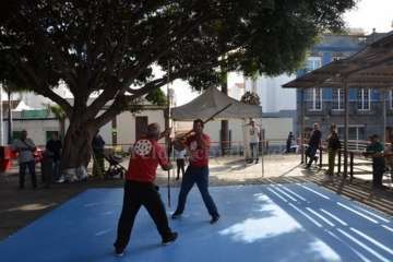 Exhibición del juego del garrote en Los Llanos de Telde (Foto TA)