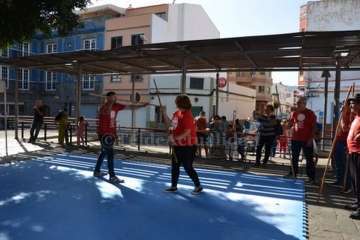 Exhibición del juego del garrote en Los Llanos de Telde (Foto TA)