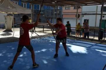 Exhibición del juego del garrote en Los Llanos de Telde (Foto TA)