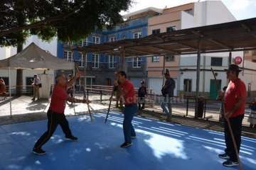 Exhibición del juego del garrote en Los Llanos de Telde (Foto TA)