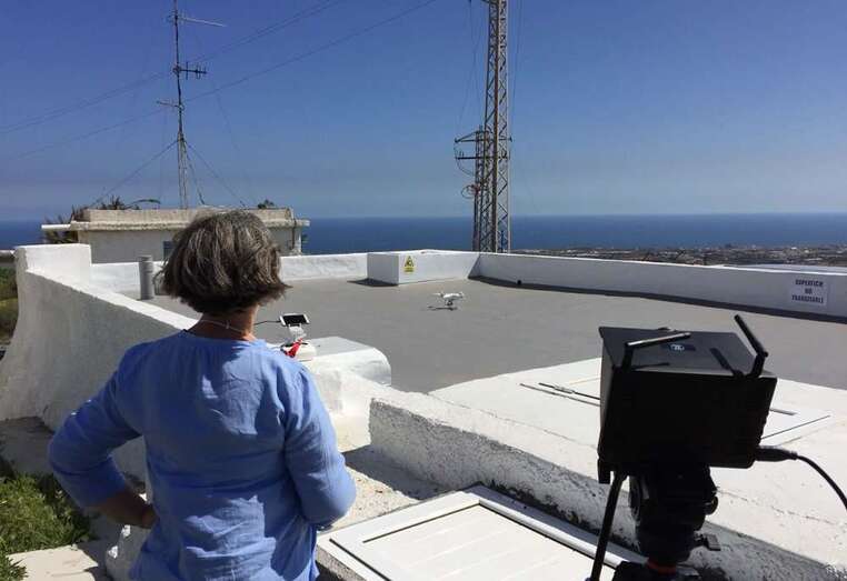 Aguas de Telde ha utilizado estos días un dron para comprobar el estado de los depósitos (Foto TA)