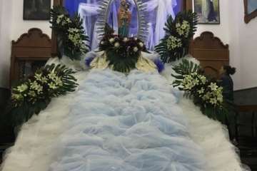 Subida a su altar de la Virgen de las Nieves, en Lomo Magullo-Telde (Foto TA)