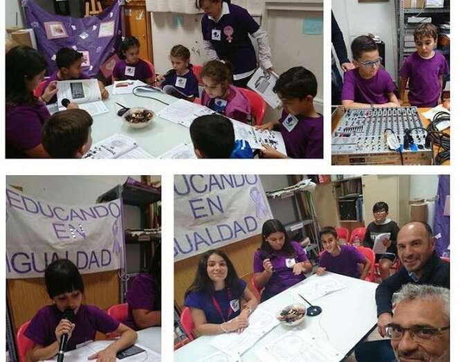 Alumnos que participaron en el programa especial de Radio Huesitos por el Día de la Mujer (Foto TA)
