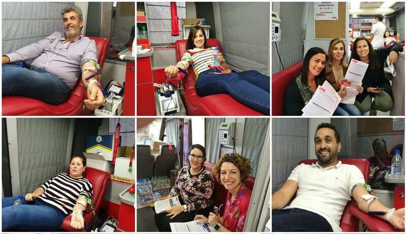 Diferentes instantáneas de la donación del persona de Clece este sábado (Foto ICHH)