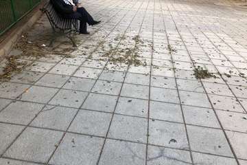 La plaza de Las Longueras espera por una limpieza profunda (Foto TA)