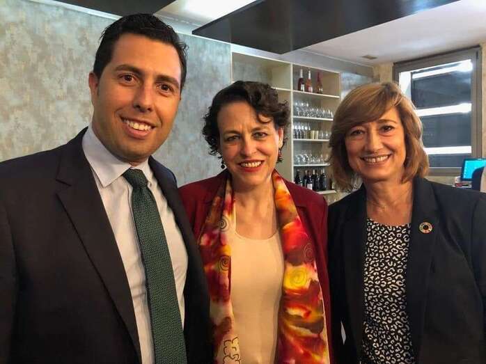 El exconcejal teldense y director general de Trabajo con la ministra en funciones Magdalena  Valerio, y la secretaria de Estado, Yolanda Valdeoliva (Foto TA)