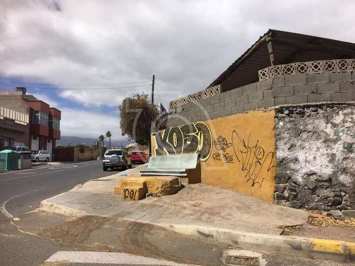 La buganvilla fucsia que cubría el asiento de la parada de guaguas ya es historia (Foto TA)