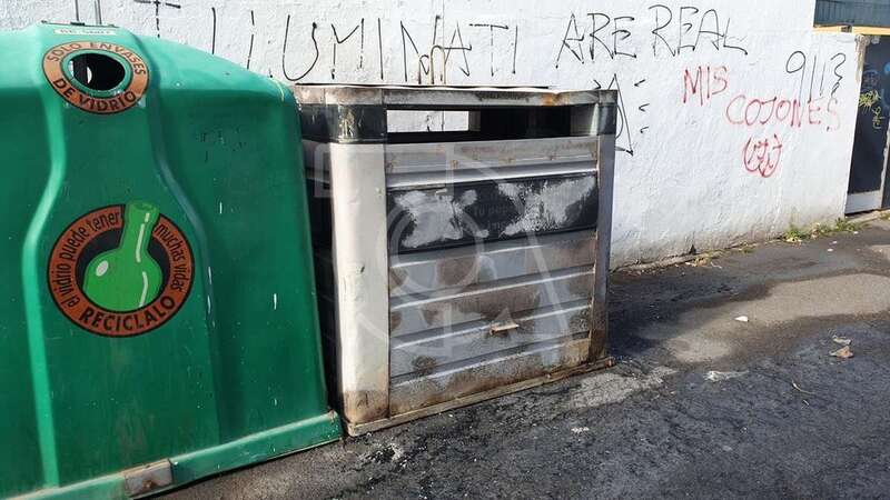 Estado en que quedó el recipiente quemado este martes (Foto TA)