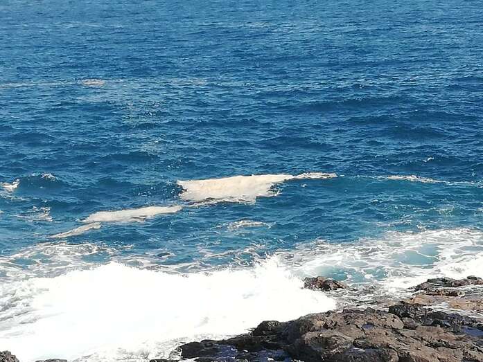 Imagen remitida a TA por un lector donde se aprecia la mancha espumosa de color marrón (Foto TA)