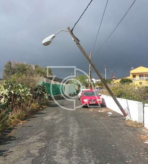 Estado en que quedó el poste de madera del alumbrado público (Foto TA)
