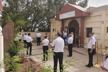 Mini concierto de la Banda Municipal de Música en el Consultorio Médico de Ojos de Garza/TA.