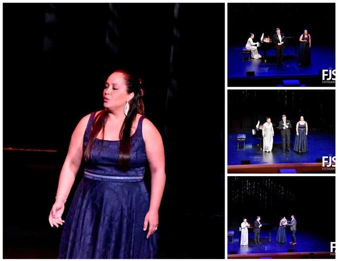 Diferentes momentos del concierto de anoche de la mezzosoprano en el Teatro de Telde/Francisco Javier Santana.