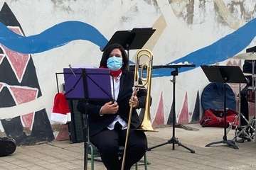 Concierto navideño de la Banda Municipal de Música en el CEIP Montiano Placeres/TA.