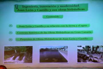 Conferencia de Juan Ismael Santana sobre el ingeniero Juan de León y Castillo/Antonio Alí y Jesús Ruiz Mesa.