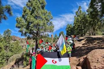 Los partidarios del pueblo saharaui 'toman' el Roque Nublo/TA.