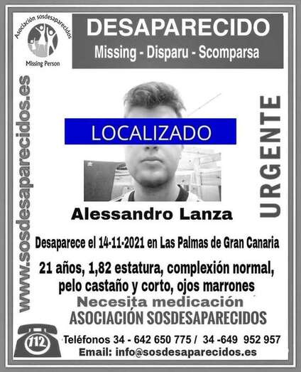 La búsqueda de Alessandro Lanza ha sido desactivada/TA.