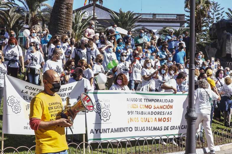 La protesta tuvo lugar este martes por la mañana en la capital grancanaria/Acfi Press.