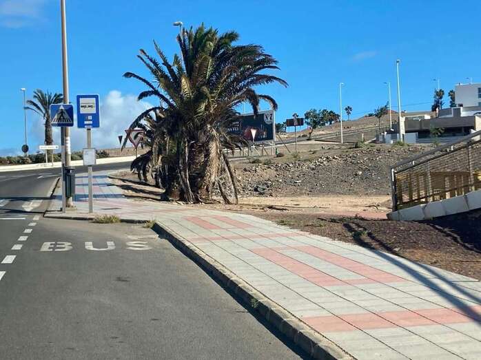 Imagen de una parada de guaguas en el vial costero que carece de Marquesina / TA