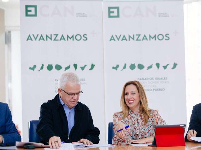 Momento del encuentro entre representantes del Gobierno y del Cabildo de Gran Canaria (Foto TA)