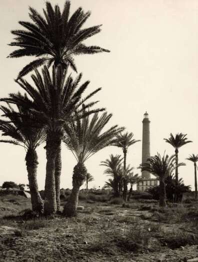 Imagen antigua del faro de Maspalomas (Foto Fedac)