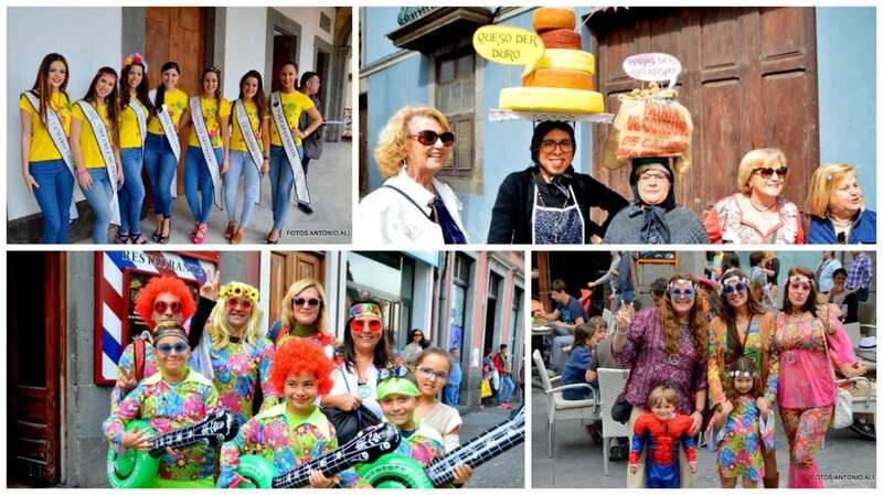 Grupo de mascaritas posa en la plaza de Santa Ana (Foto Antonio Alí)