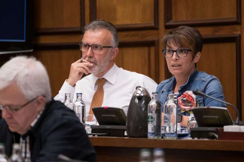 La consejera socialista Elena Máñez, en el Pleno de este viernes (Foto TA)
