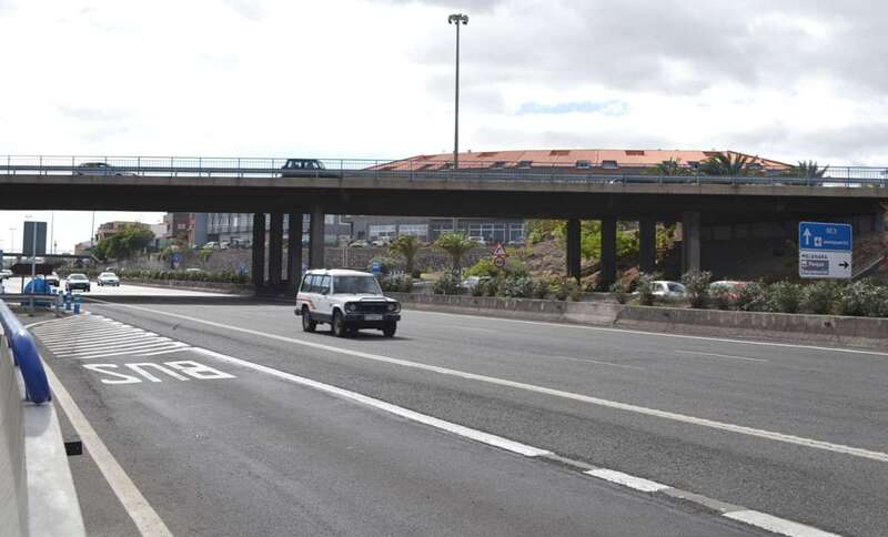 Imagen de la GC-1 a su paso por el Cruce de Melenara, en Telde (Foto TA)