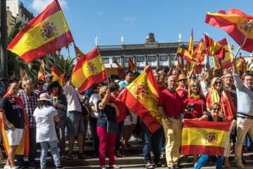 Manifestación por la unidad de España en la capital de Gran Canaria (Foto TA/J.F.F Belda)