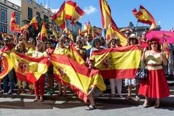 Manifestación por la unidad de España en la capital de Gran Canaria (Foto TA/J.F.F Belda)