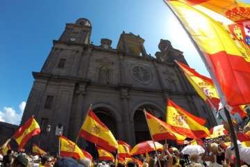Manifestación por la unidad de España en la capital de Gran Canaria (Foto TA/J.F.F Belda)