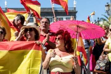 Manifestación por la unidad de España en la capital de Gran Canaria (Foto TA/J.F.F Belda)