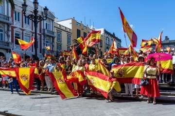 Manifestación por la unidad de España en la capital de Gran Canaria (Foto TA/J.F.F Belda)